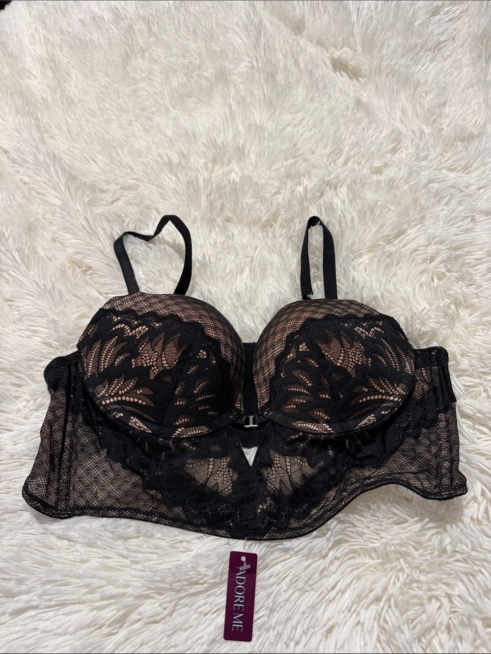 Adore Me Black Lace Longline Convertible Bra